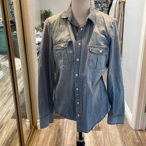 J. Crew Blue Long Sleeve Notched Collar Shirt